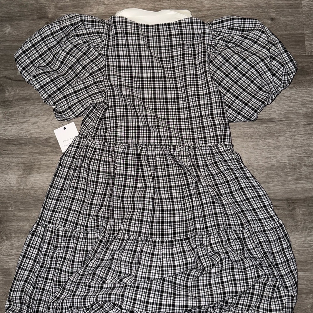 English Factory plaid A-line tiered midi dress - Picture 5 of 11